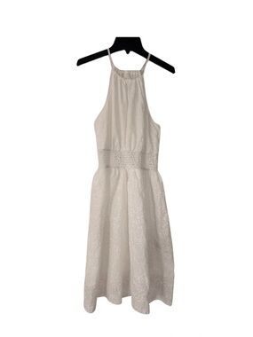 White Eyelet Halter Dress with Smocked Waist | Summer Bridal Shower Look